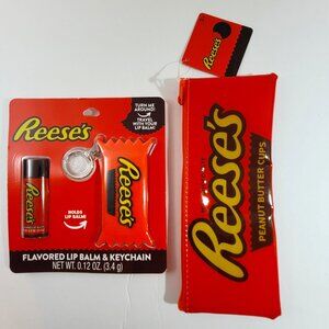 Reese's Peanut Butter Cup Flavored Lip Balm Key Chain & Zipper Top Pouch